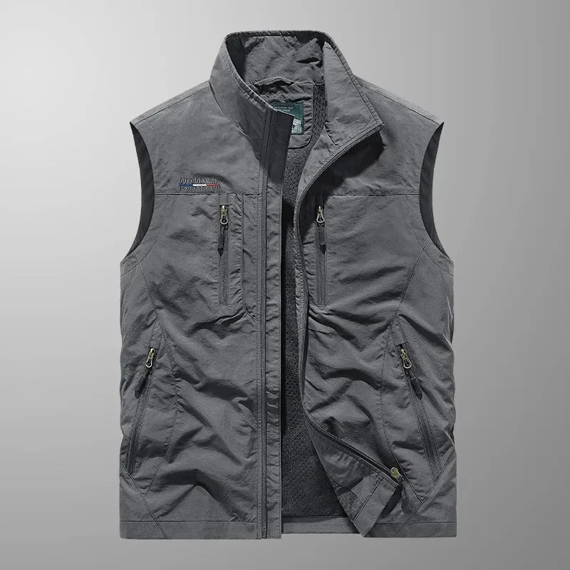 Men's Softshell Vest Stand Collar Full Zip