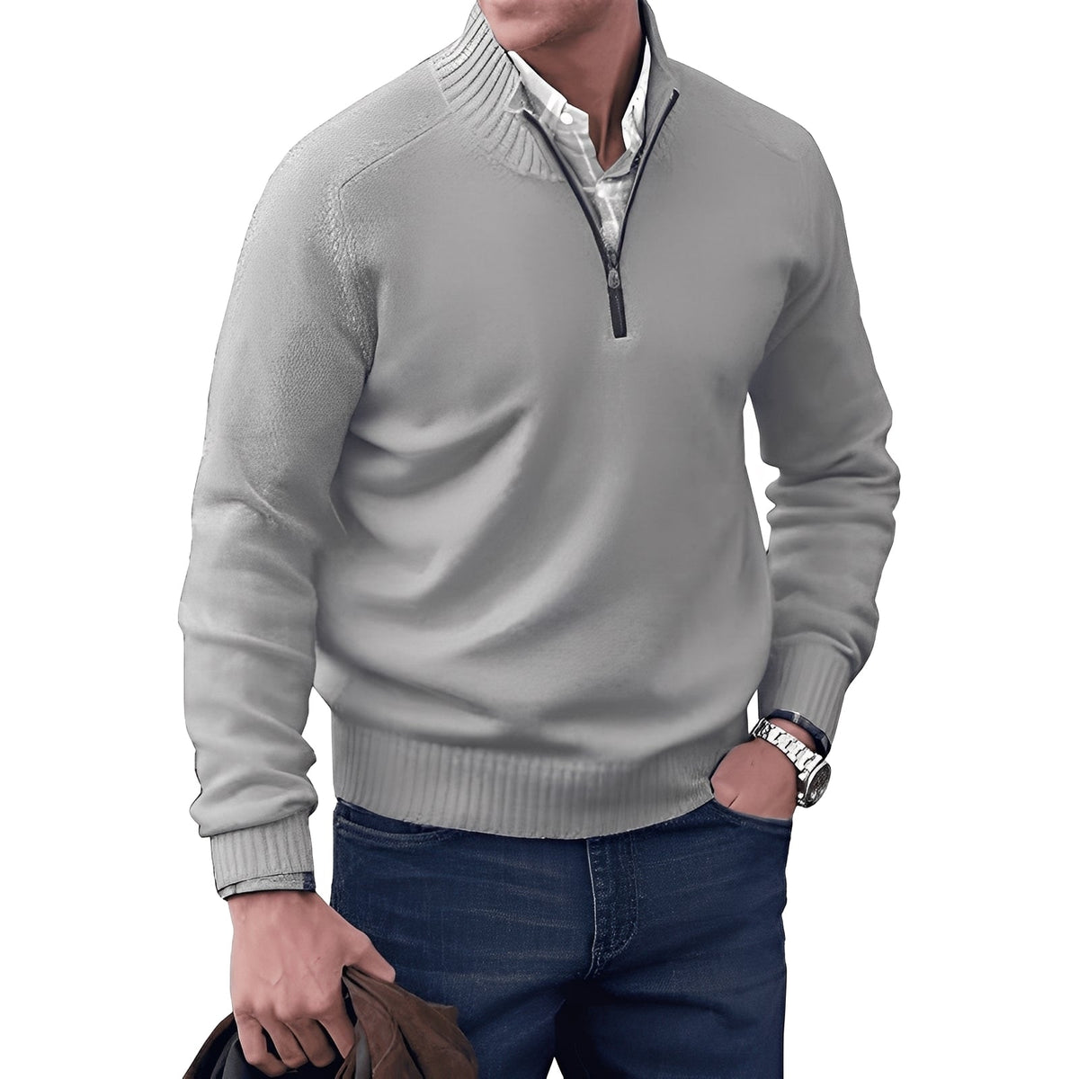 Kian - Modern men's sweater with practical zipper