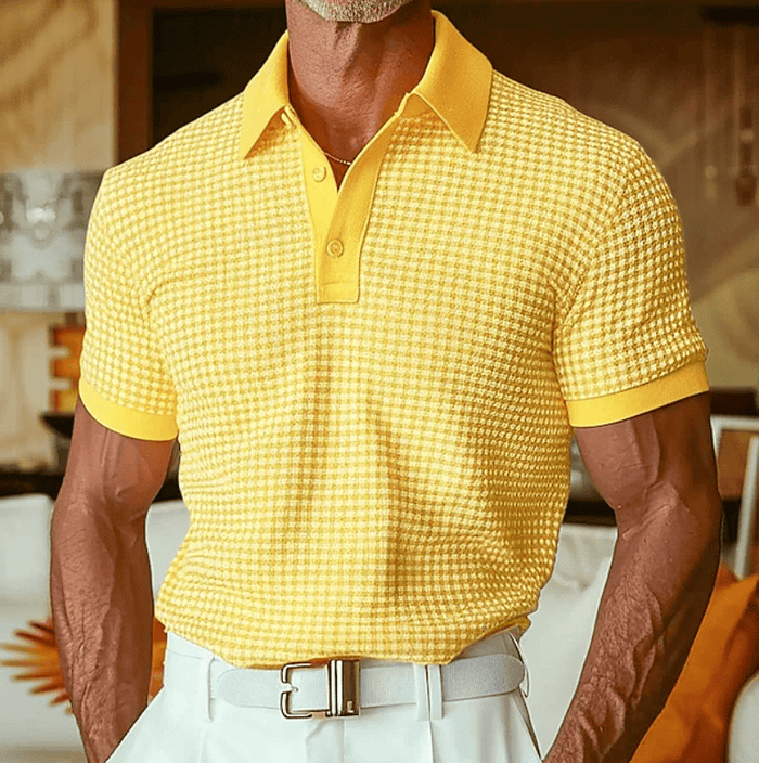 TEXTURED CHECK POLO SHIRT FOR MEN