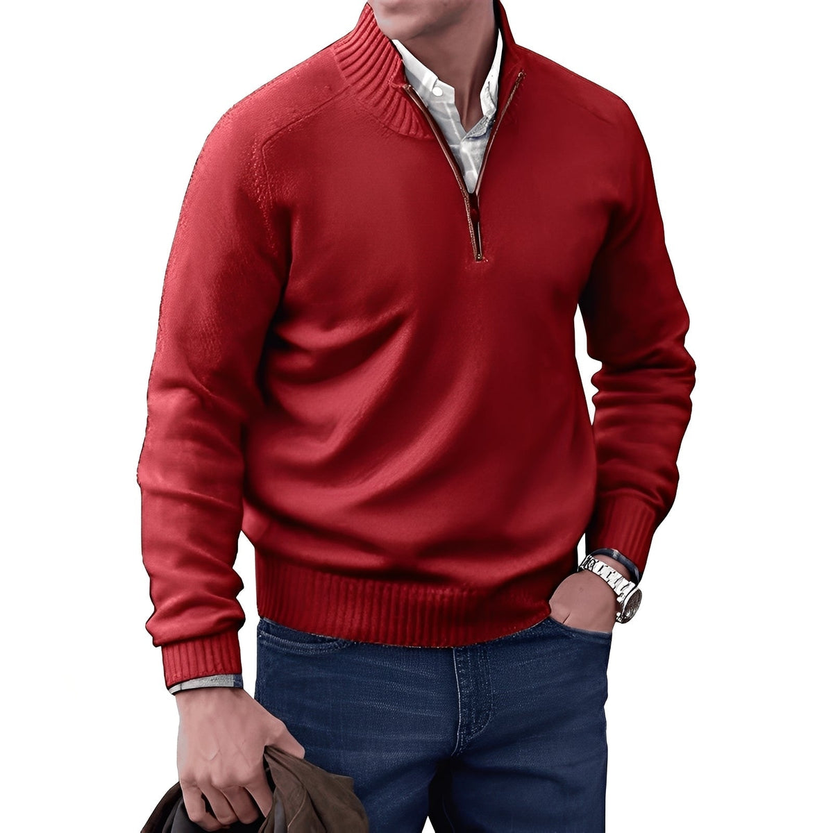 Kian - Modern men's sweater with practical zipper