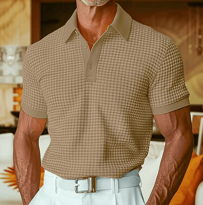 TEXTURED CHECK POLO SHIRT FOR MEN