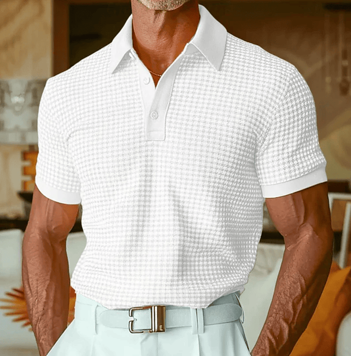 TEXTURED CHECK POLO SHIRT FOR MEN