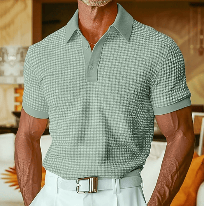 TEXTURED CHECK POLO SHIRT FOR MEN