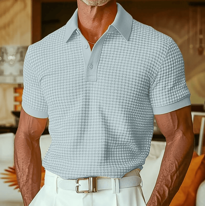 TEXTURED CHECK POLO SHIRT FOR MEN