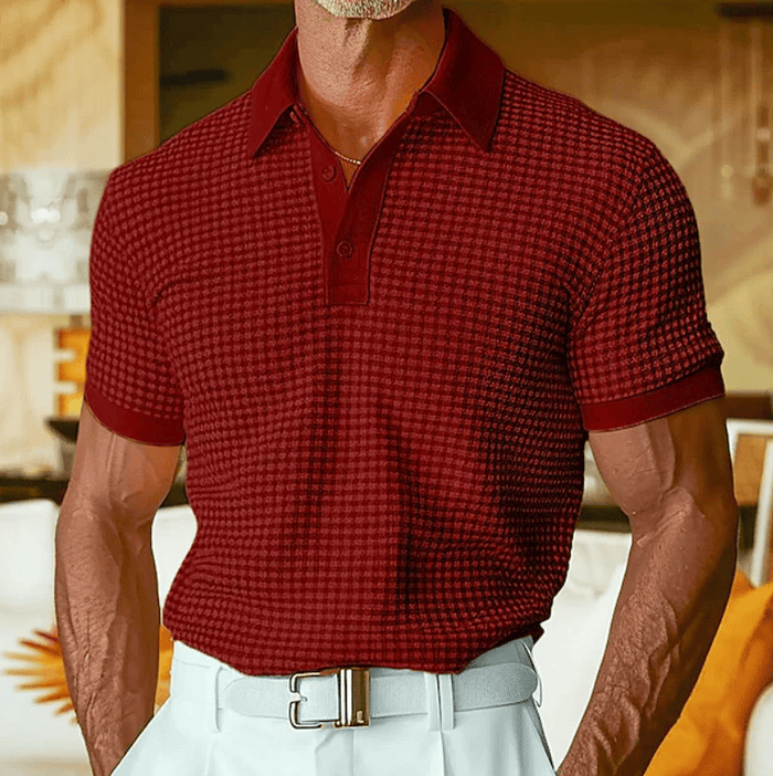 TEXTURED CHECK POLO SHIRT FOR MEN