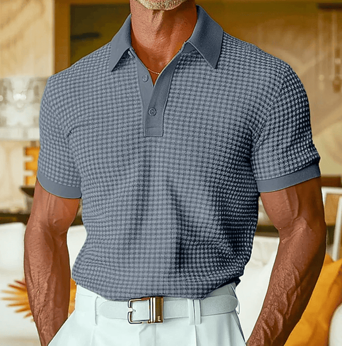 TEXTURED CHECK POLO SHIRT FOR MEN