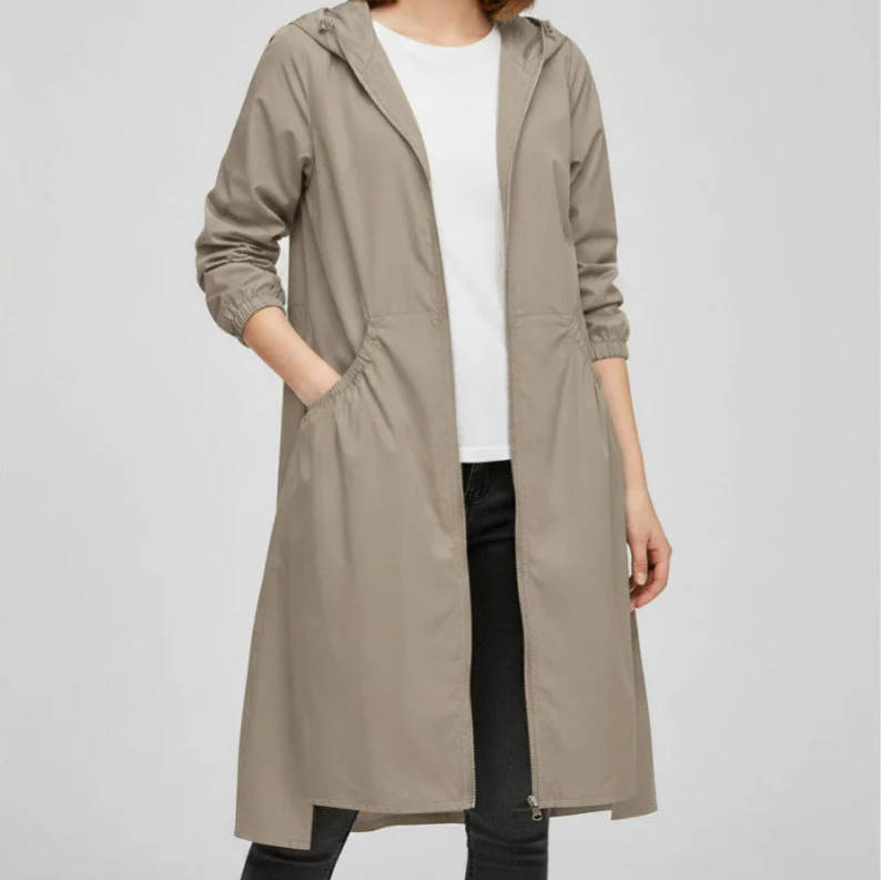 Women's Long Waterproof Rain Coat with Hood