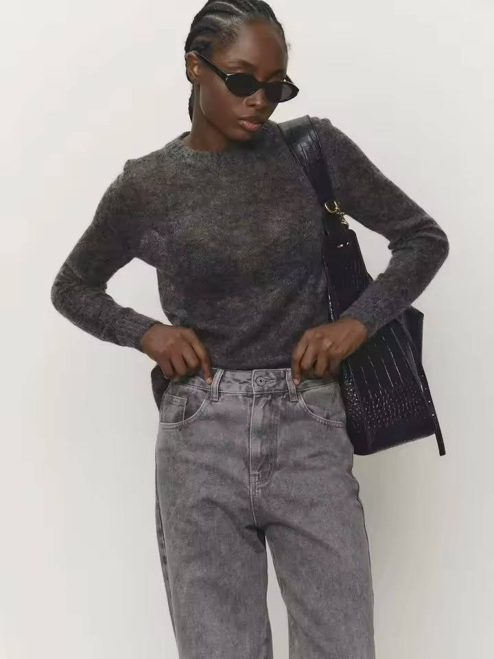 Women's Mohair Knit Jumper | Soft O-Neck Pullover