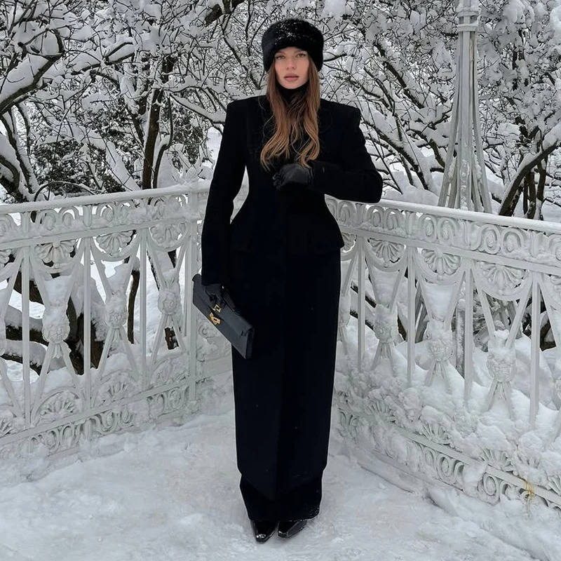 Women's Wool Winter Coat | Single Breasted Long Coat