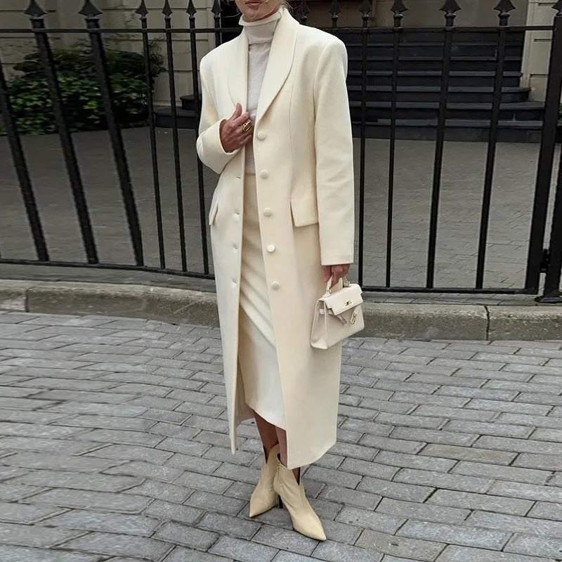 Women's Wool Winter Coat | Single Breasted Long Coat