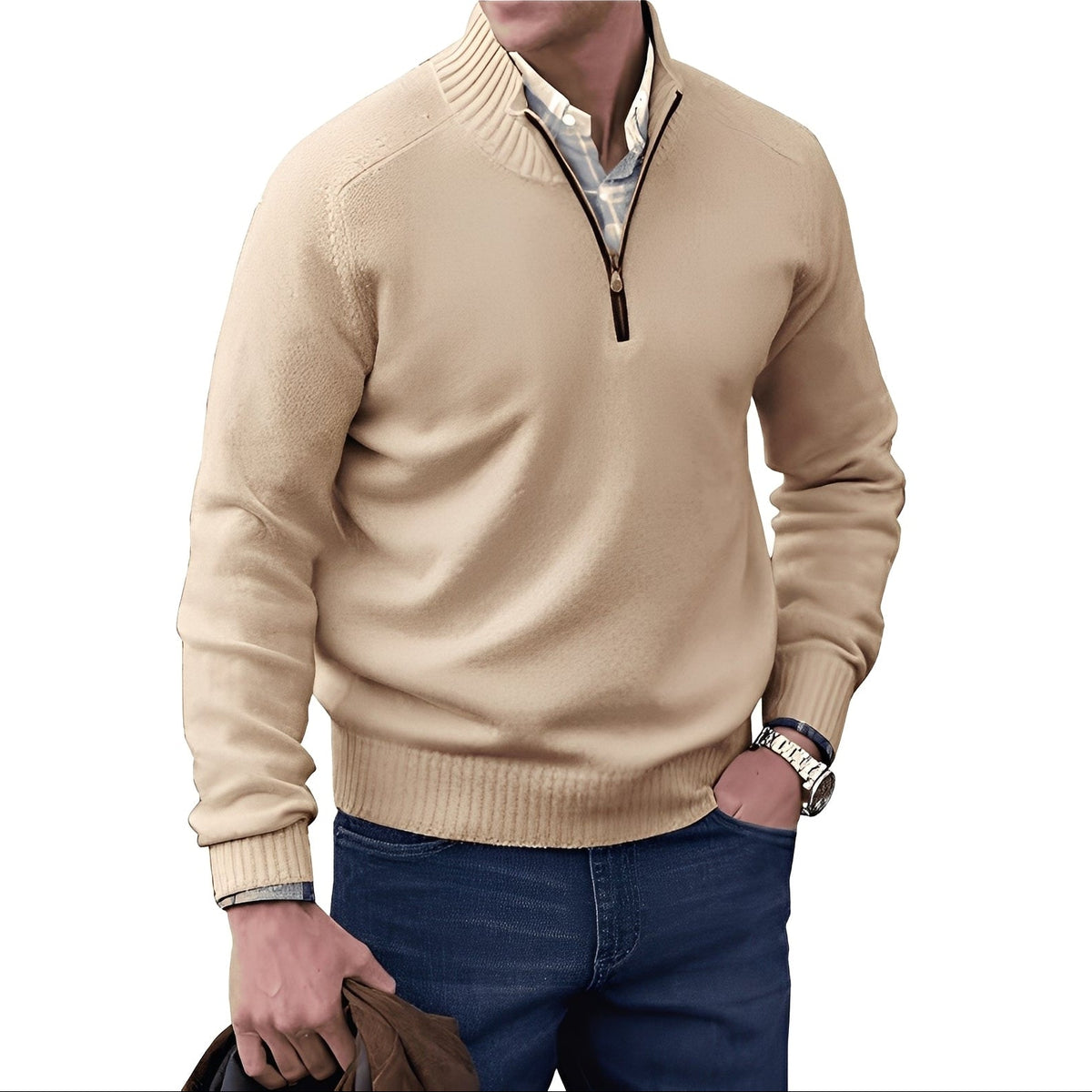 Kian - Modern men's sweater with practical zipper