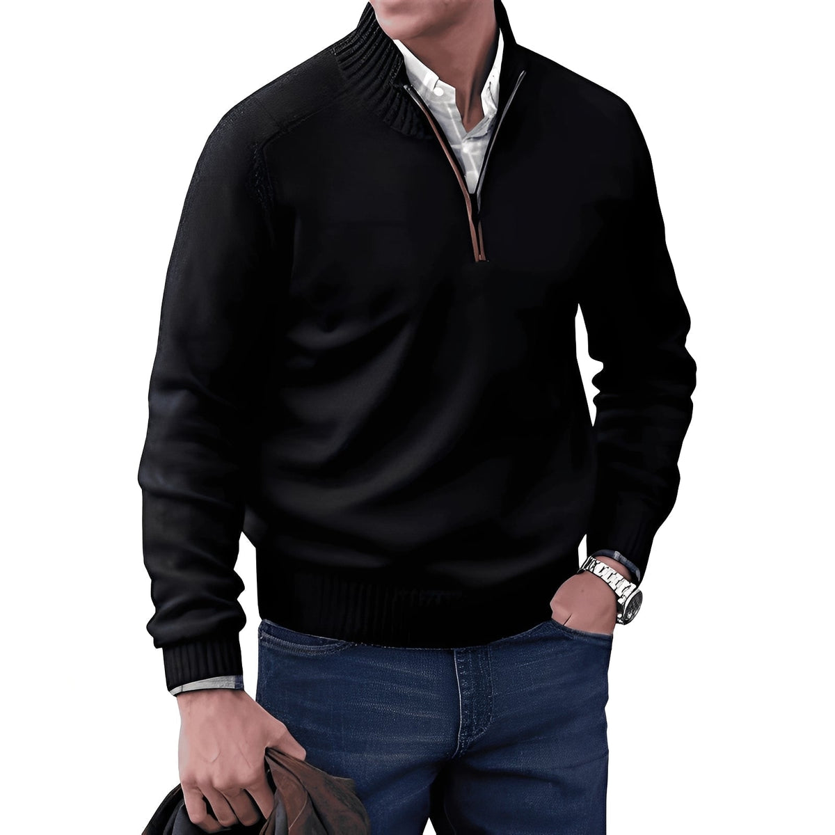 Kian - Modern men's sweater with practical zipper