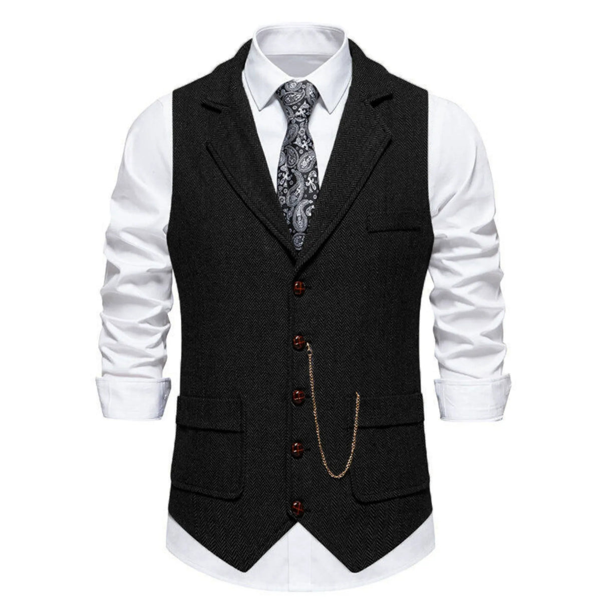 HERRINGBONE WAISTCOAT FOR MEN