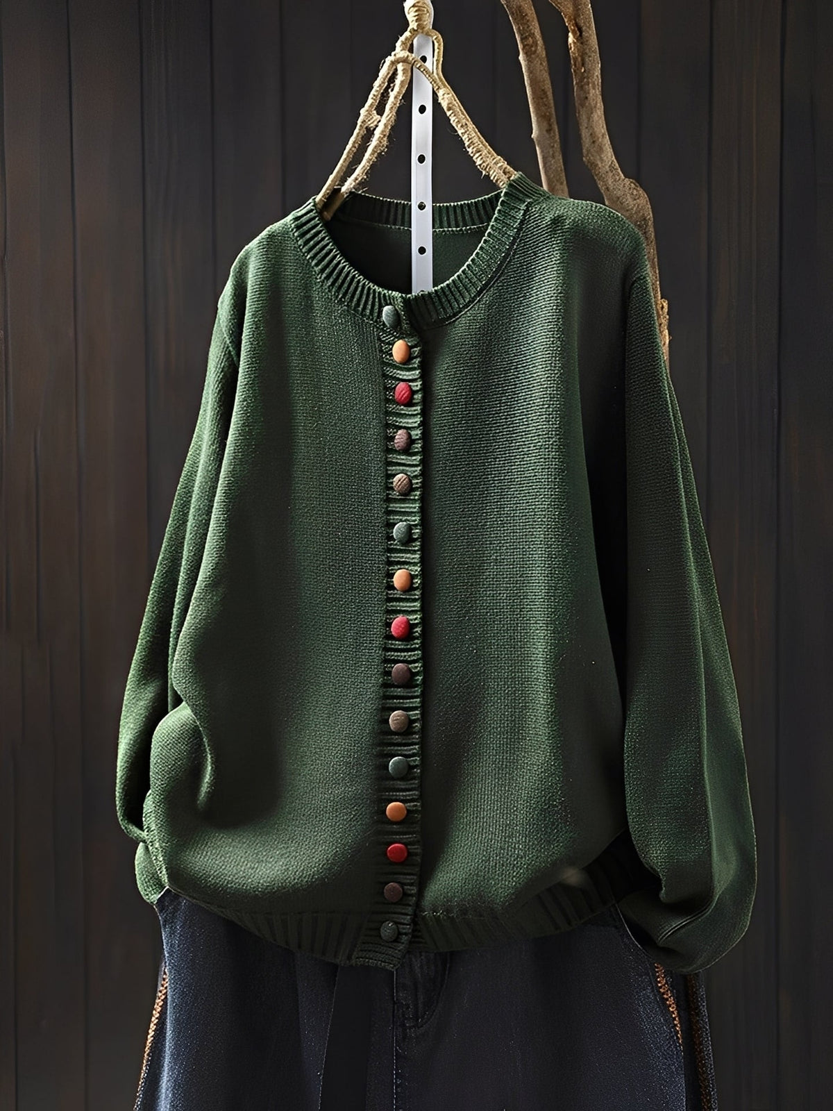 Women’s Lightweight Fine Knit Cardigan with Decorative Buttons and Round Neck – Elegant Long Sleeve Layer for Spring and Autumn