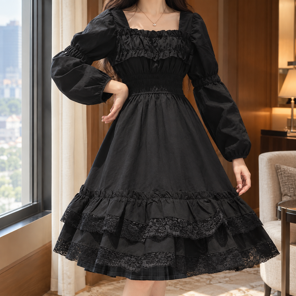 Elara-Marie Ruffled A-Line Dress