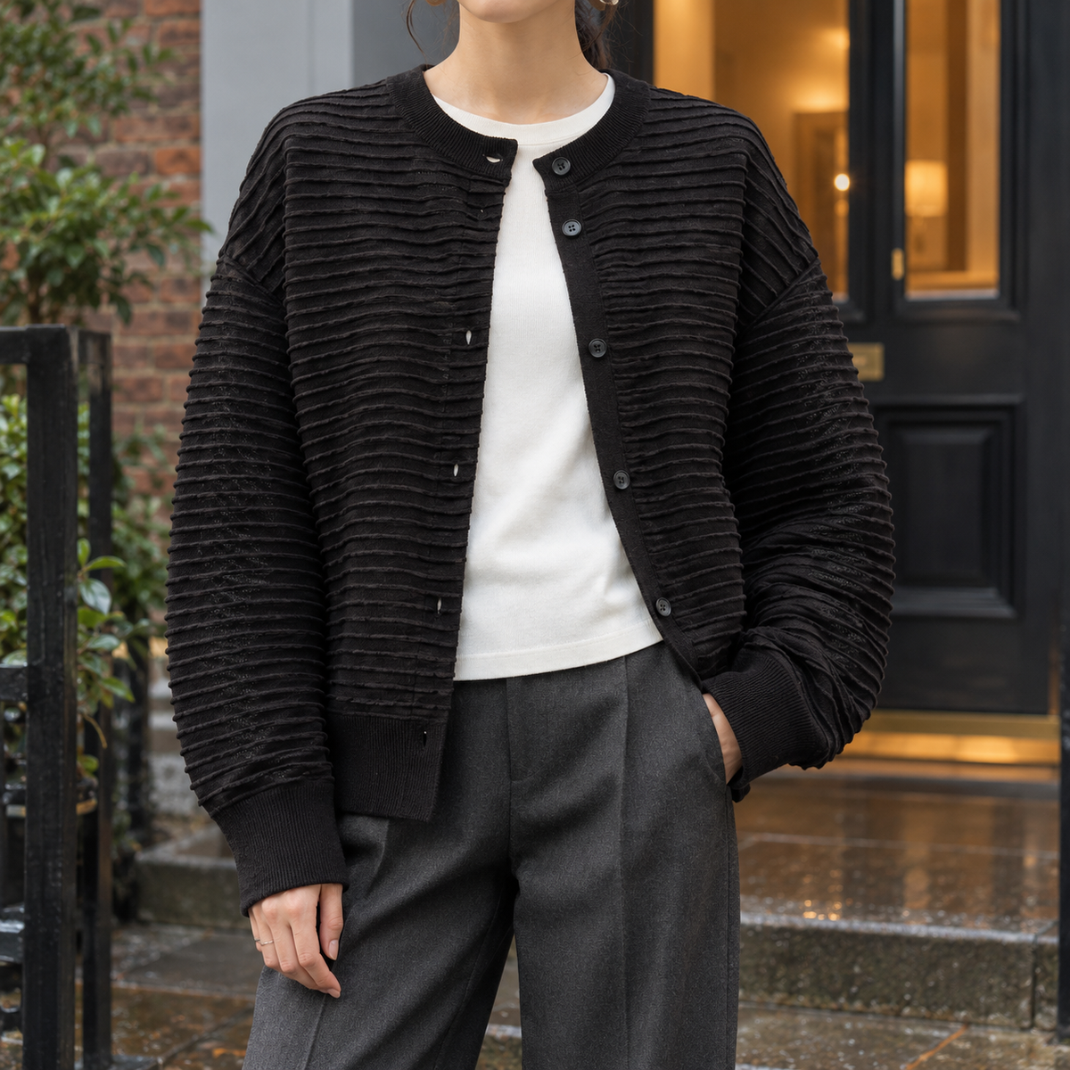 Junia-Sage Textured Cardigan