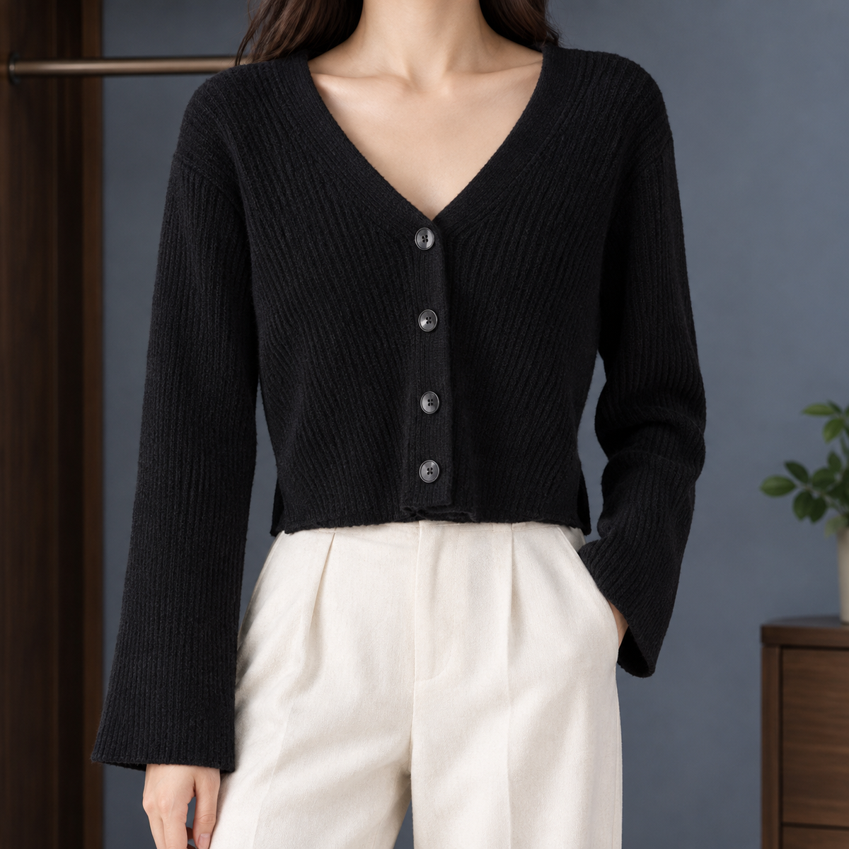 Raven Ribbed Cardigan