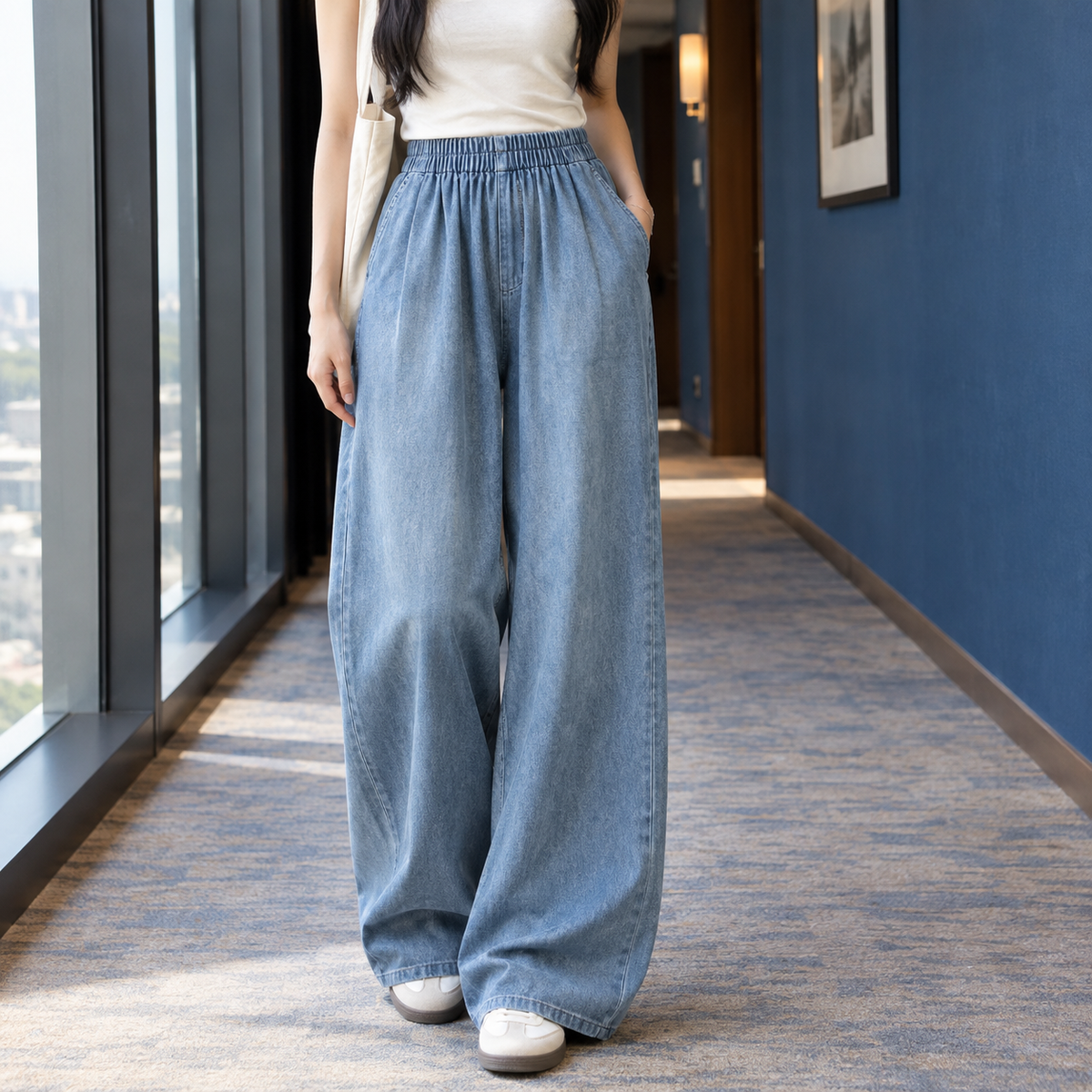 Florence-Sage Wide Leg Jeans
