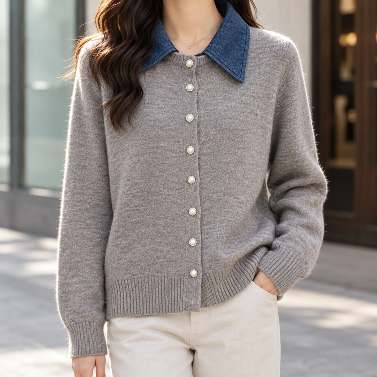Joy Contrast Collar Cardigan