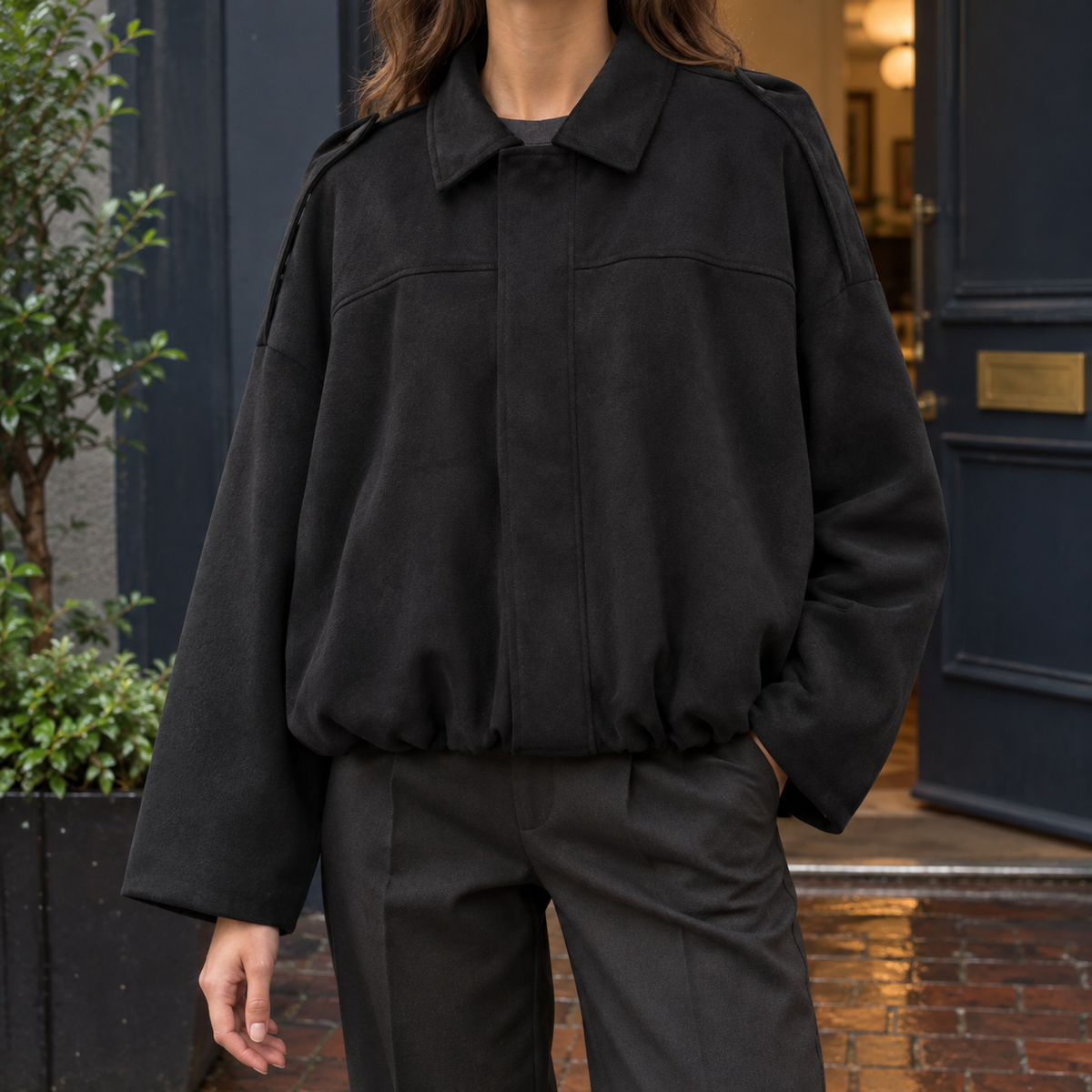 Riley-Skye Suede Bomber Jacket