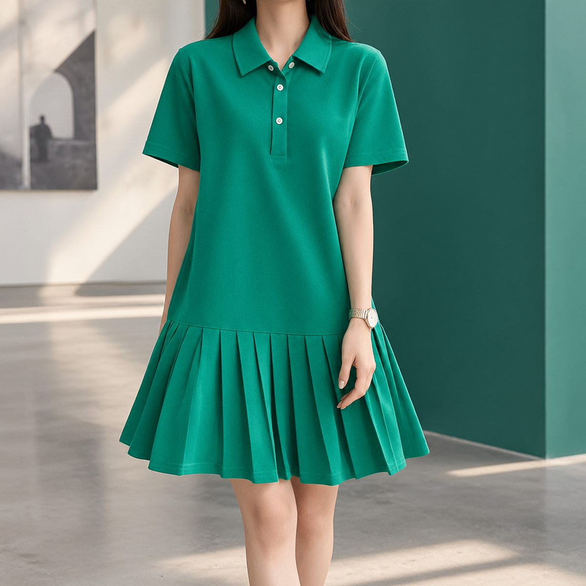 Godiva Pleated Polo Dress