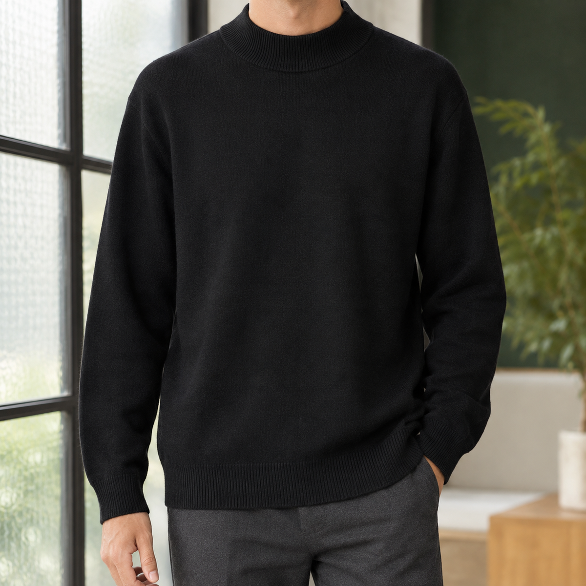 Isidore-Stone Mock Neck Sweater