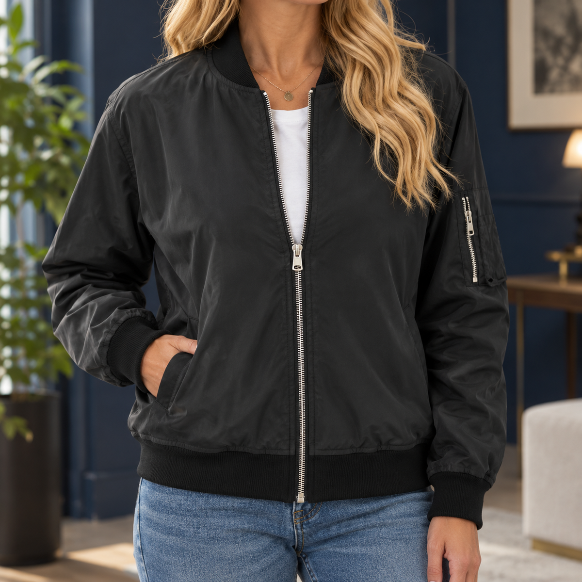 Ludovica Zip Bomber Jacket