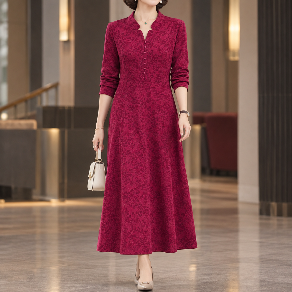 Aline Jacquard Midi Dress