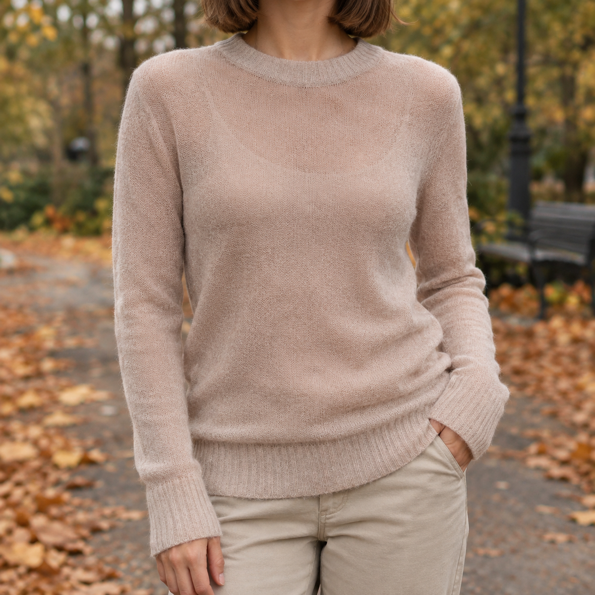 Adrienne-Sage Sheer Knit Sweater