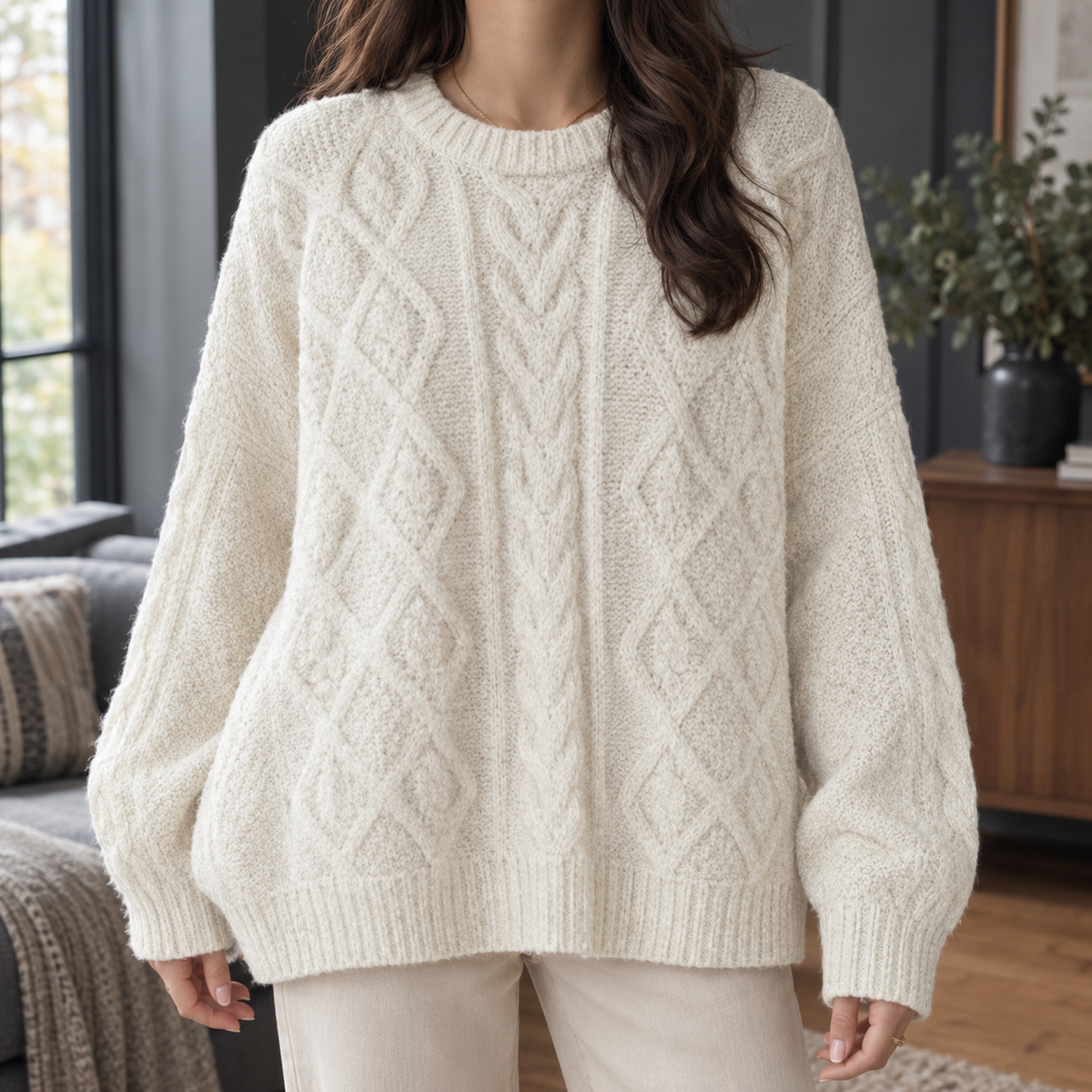 Ilaria-Sage Cable Sweater