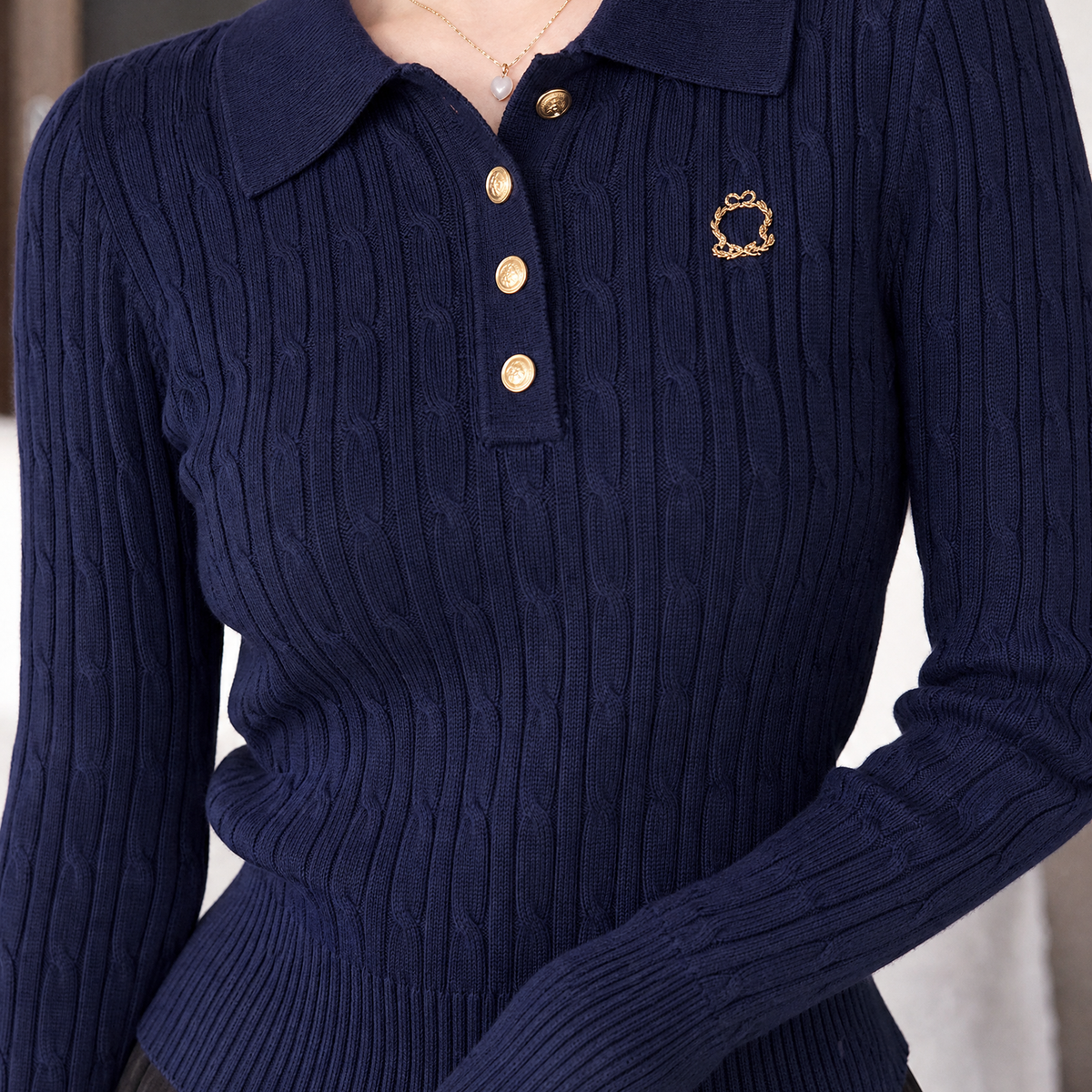Leila Ribbed Polo Sweater