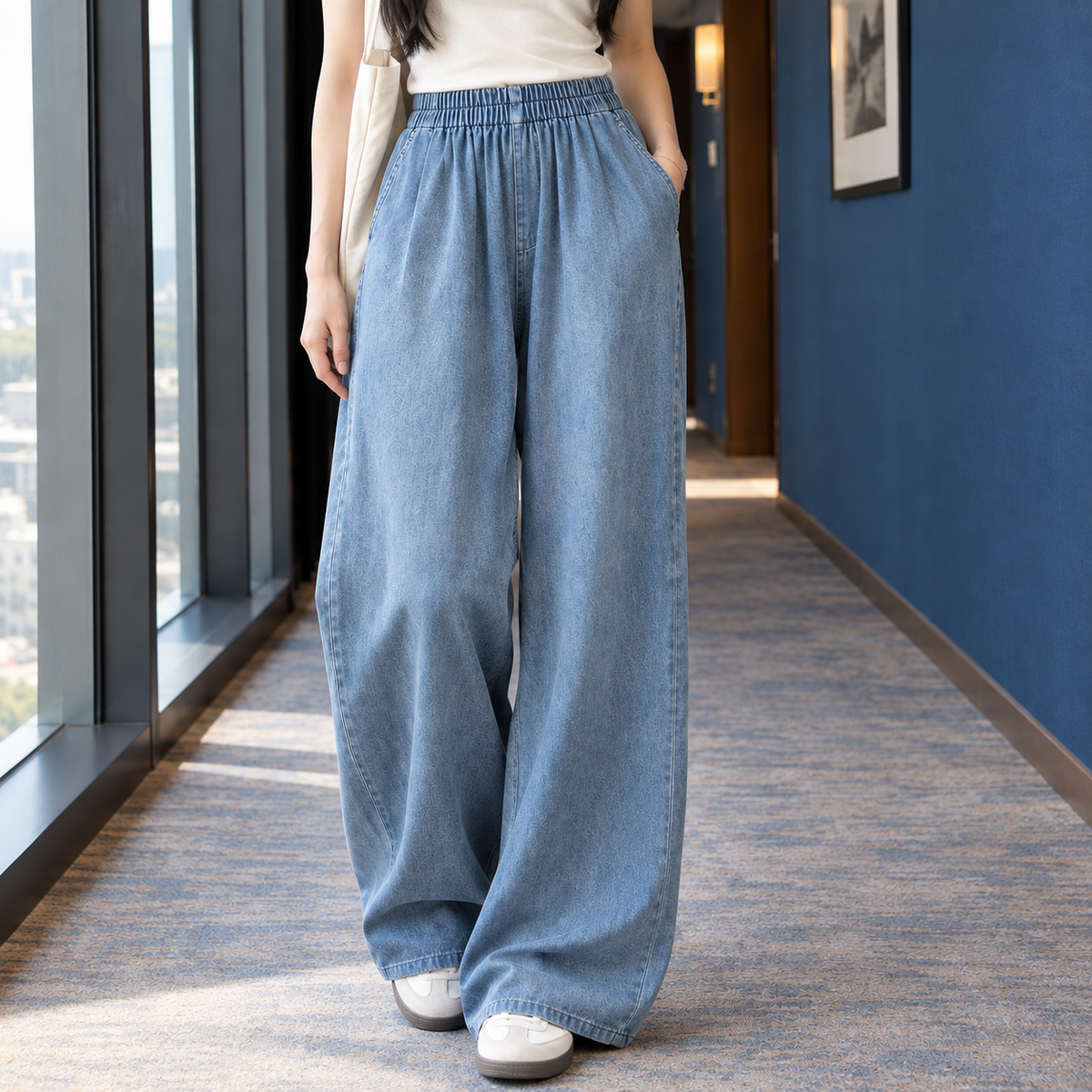 Florence-Sage Wide Leg Jeans