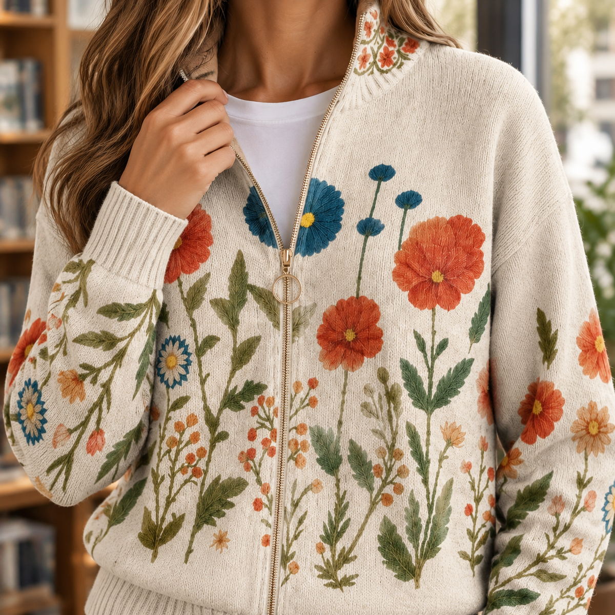 Nora-Louise Floral Zip Sweater