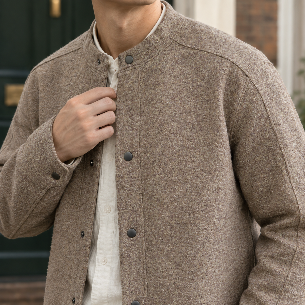 Caspian-Grey Segmented Knit Jacket