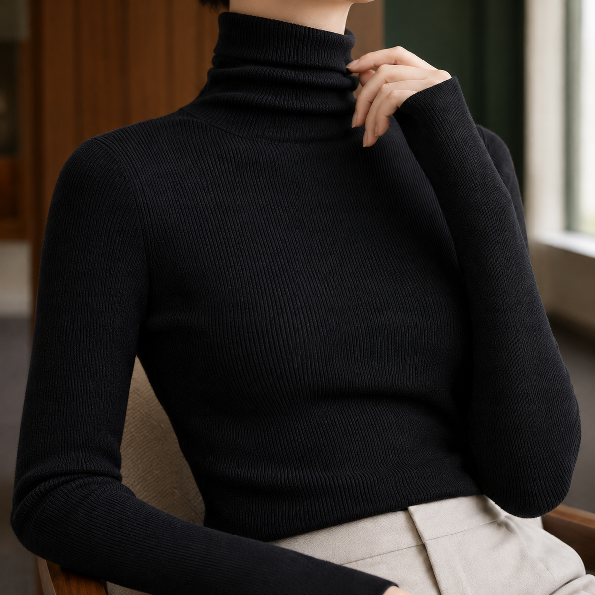 Tiffany Ribbed Turtleneck