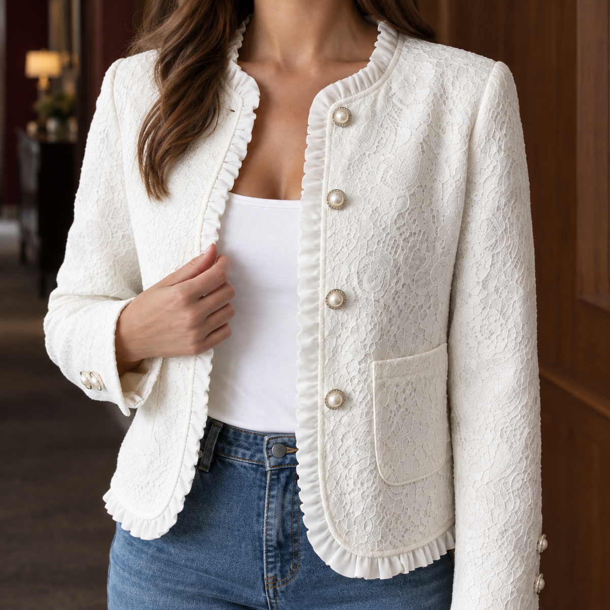 Leontine-June Ruffle Lace Jacket