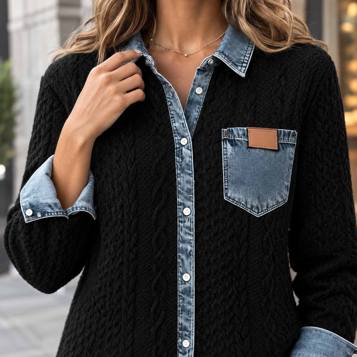 Adrienne-Lane Denim Knit Overshirt