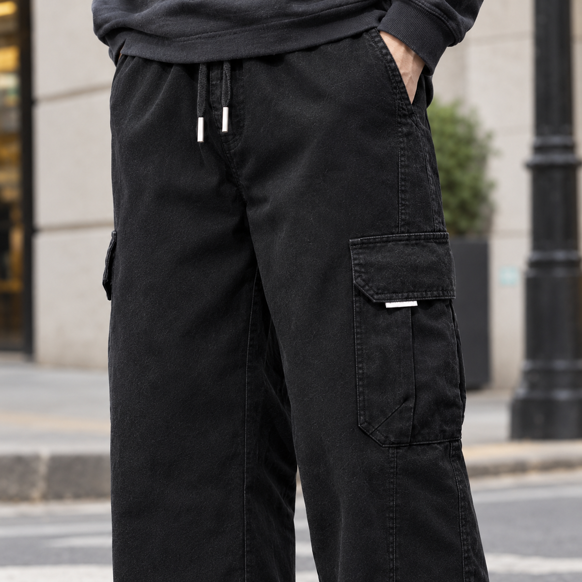 Lothaire-Grey Relaxed Cargo Pants