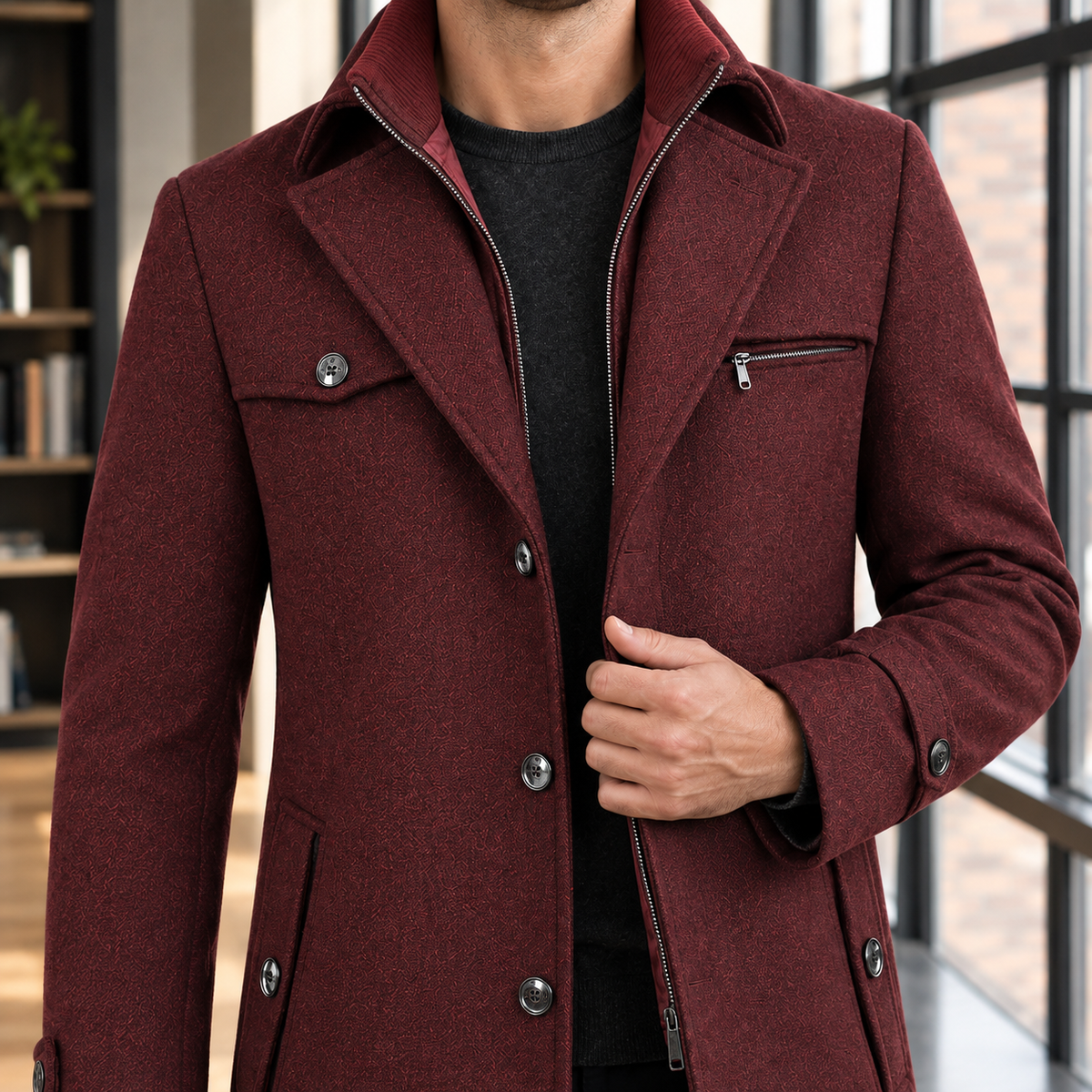 William Double Collar Coat