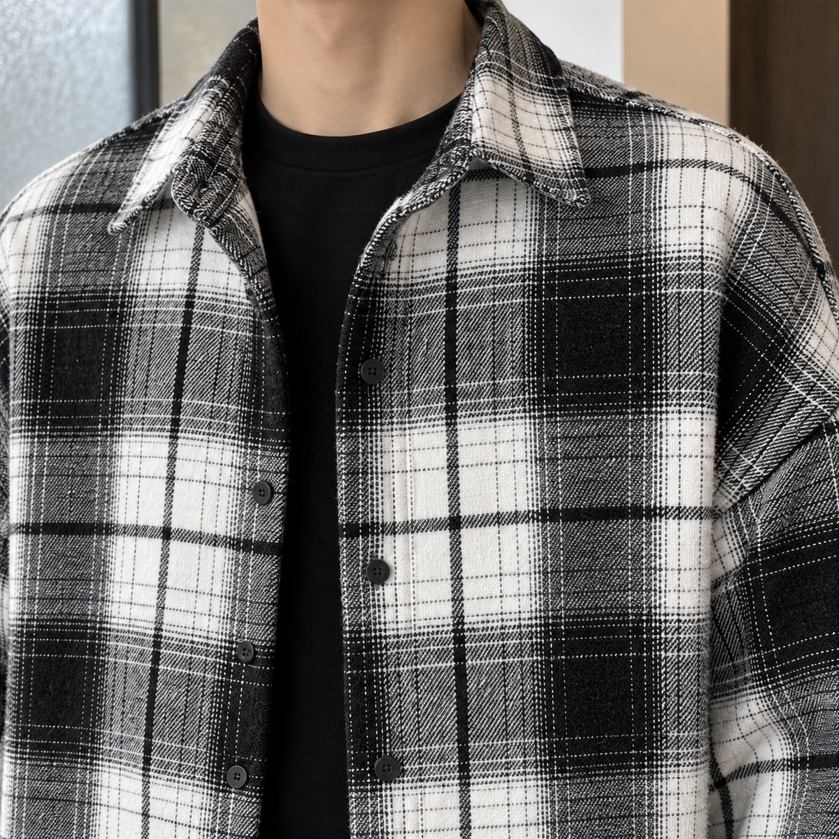 Ludovic-Stone Plaid Overshirt