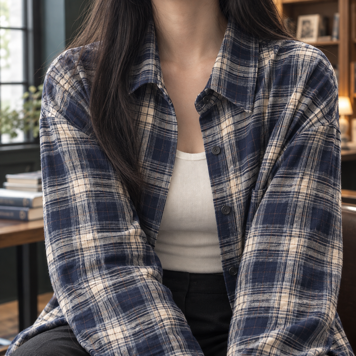Honora-Sage Plaid Overshirt