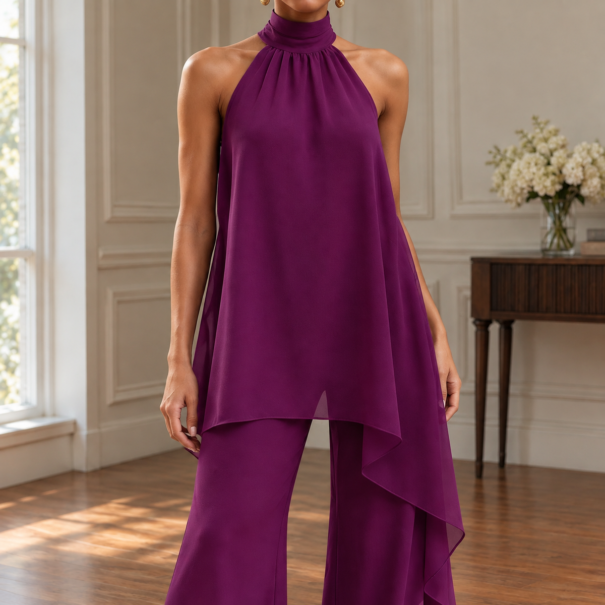 Caitlin Draped Halter Set
