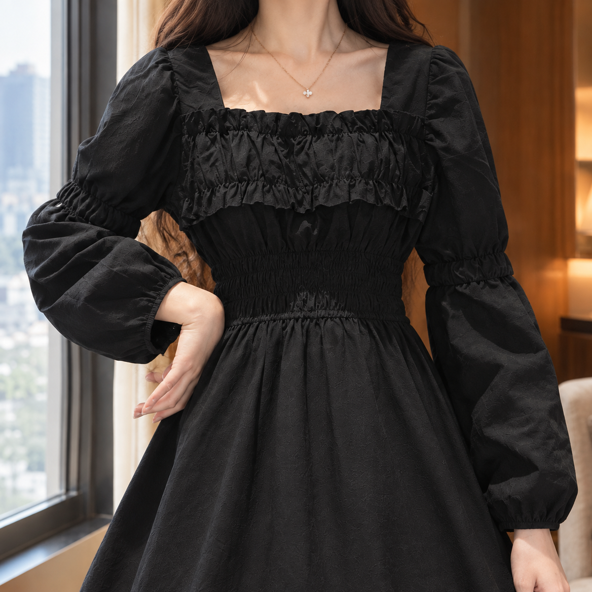 Elara-Marie Ruffled A-Line Dress