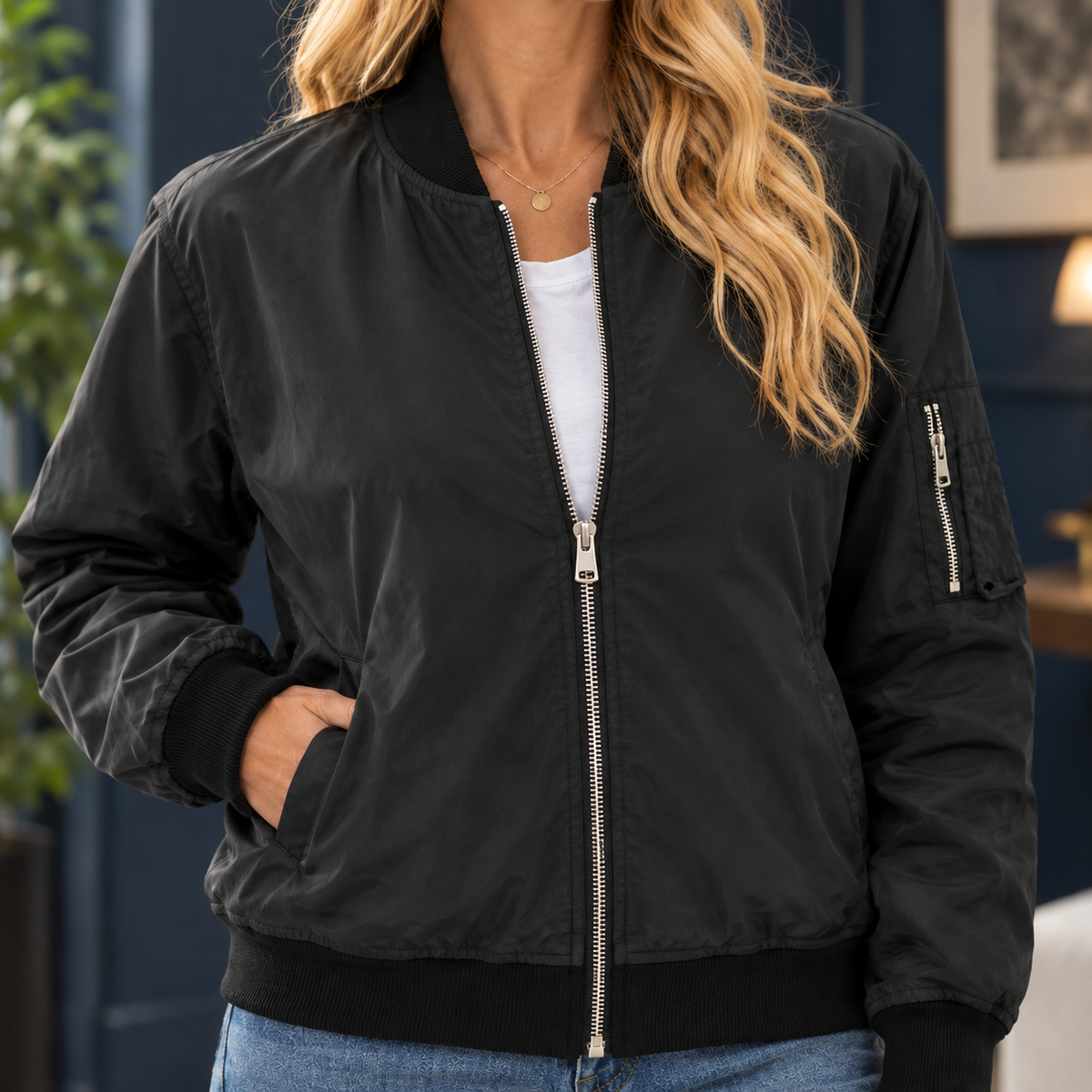 Ludovica Zip Bomber Jacket