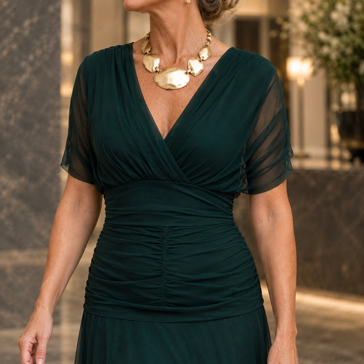 Serena-Pearl Draped Maxi Dress