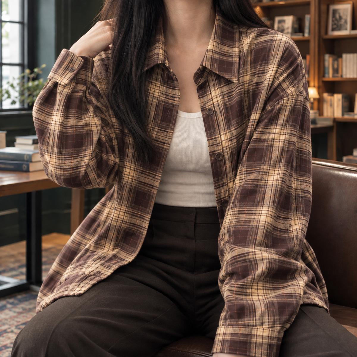 Honora-Sage Plaid Overshirt