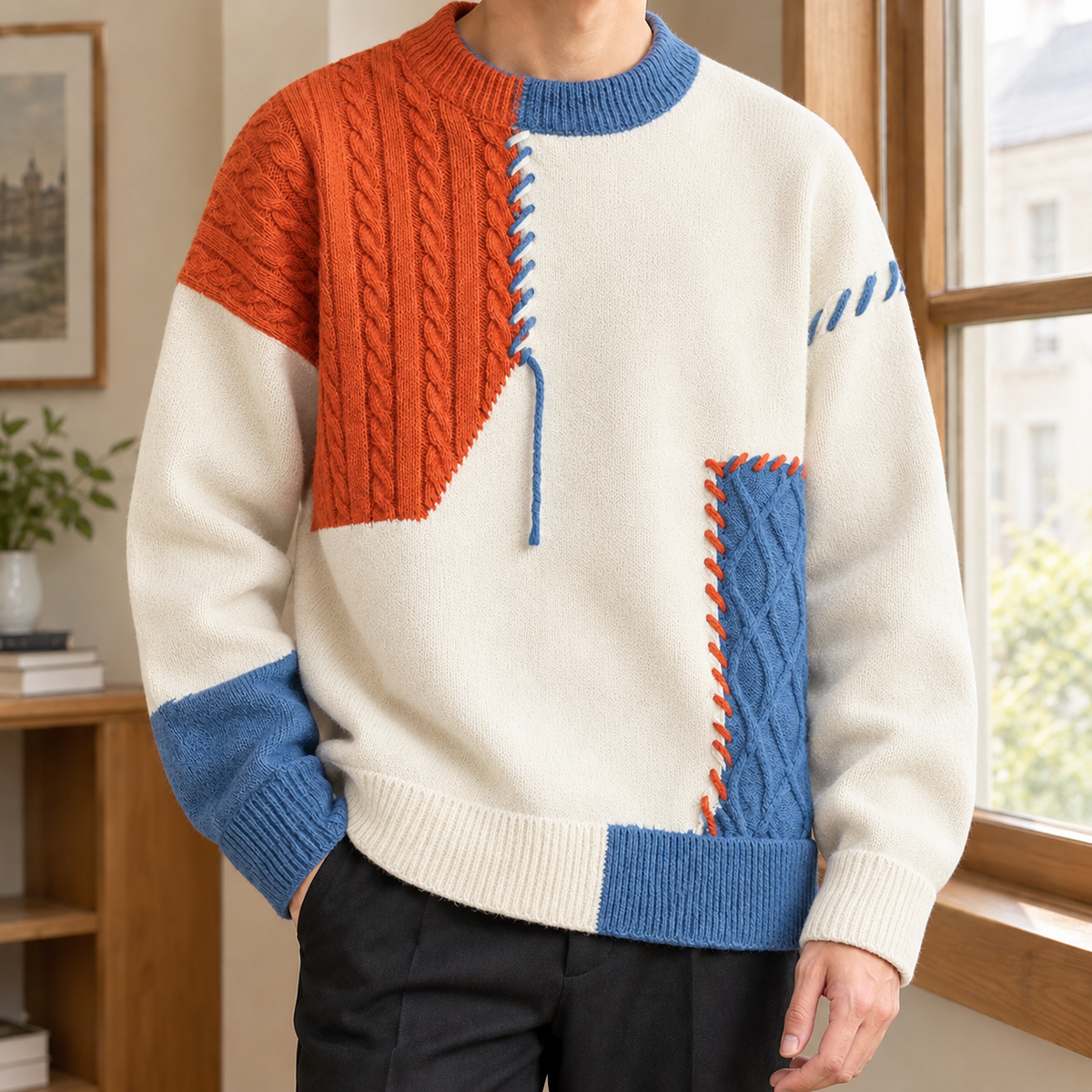 Archambault Patchwork Knit Sweater
