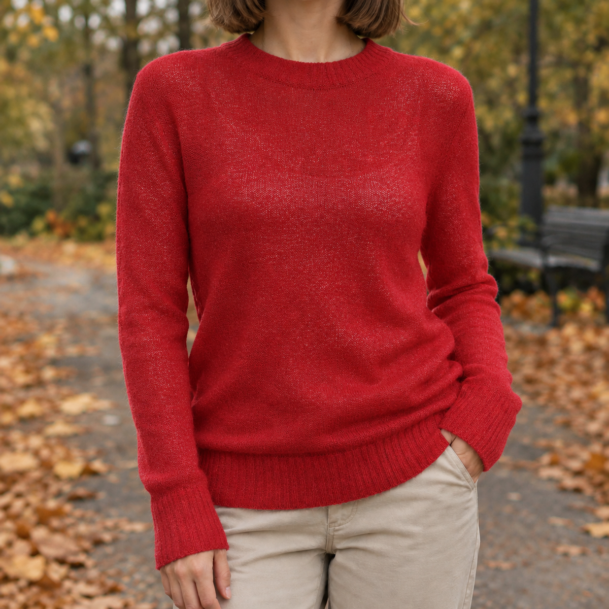 Adrienne-Sage Sheer Knit Sweater