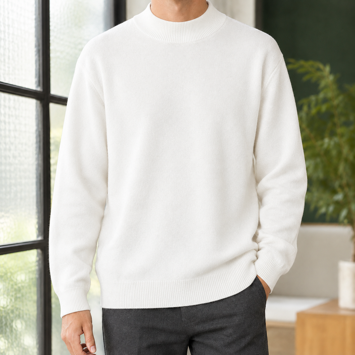 Isidore-Stone Mock Neck Sweater
