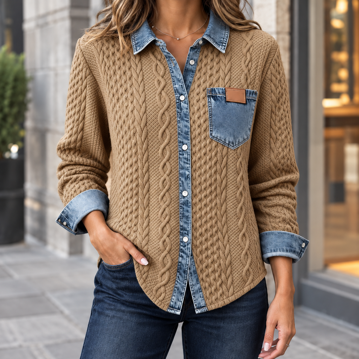 Adrienne-Lane Denim Knit Overshirt